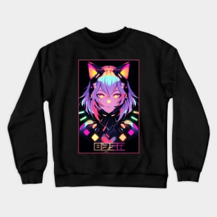 Anime Cat Girl | Quality Anime Design | Chibi Cat Girl Miaw | Manga Anime Art Crewneck Sweatshirt